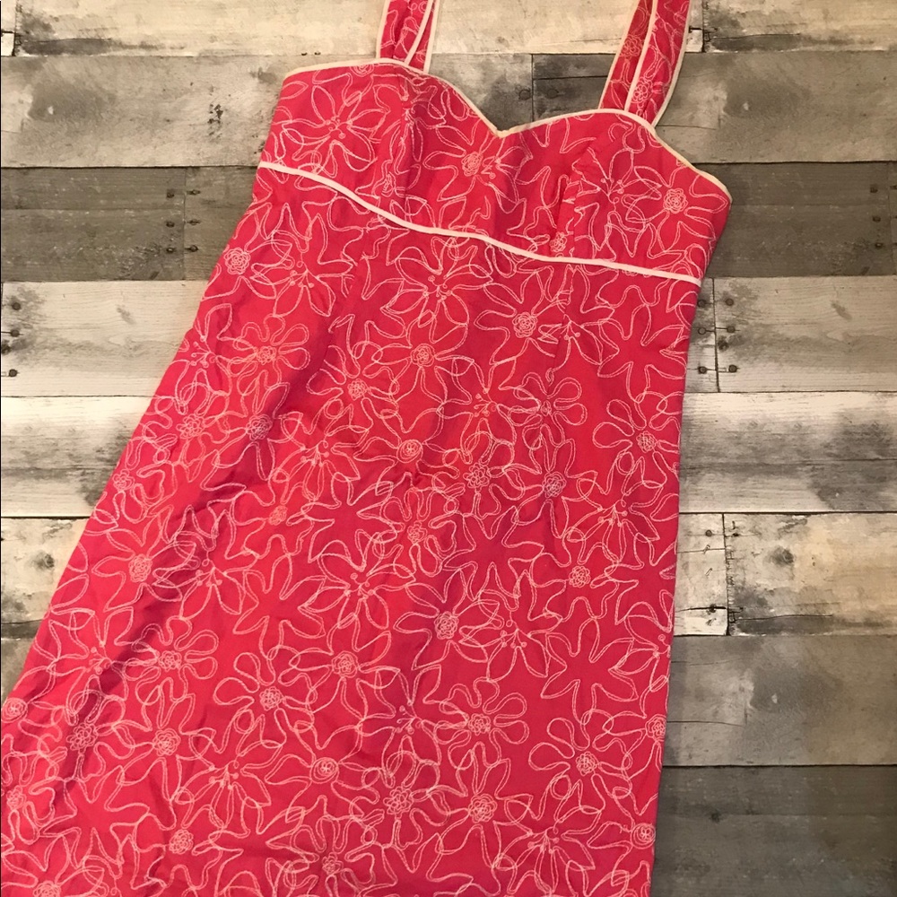 Lilly Pulitzer pink dress white label flowers